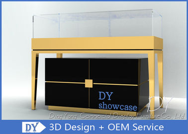 Σ / Σ + MDF + γυαλί + φώτα Χρυσό Κοσμήματα Showroom Εσωτερική 3D σχεδίαση