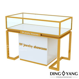Προσαρμοσμένο Λάμψη λευκή βούρτσα χρυσό κοσμήματα τραπέζι με γυάλινη οθόνη και κλειδαριές